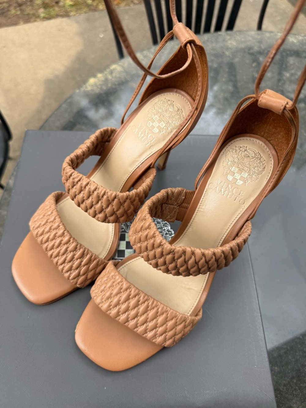 Vince Camuto Tan Braided Leather Heeled Sandals